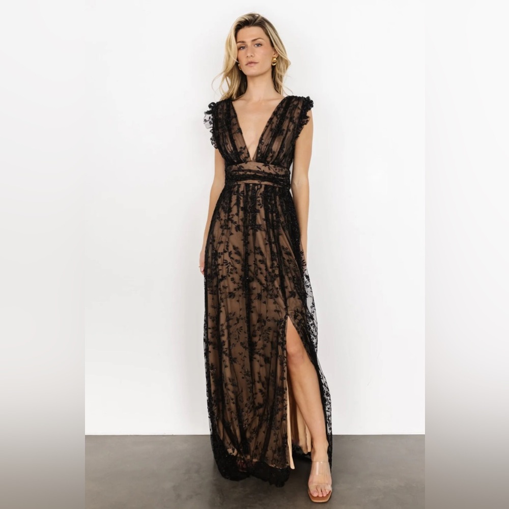 Arlene Shimmer Gown Black & Nude